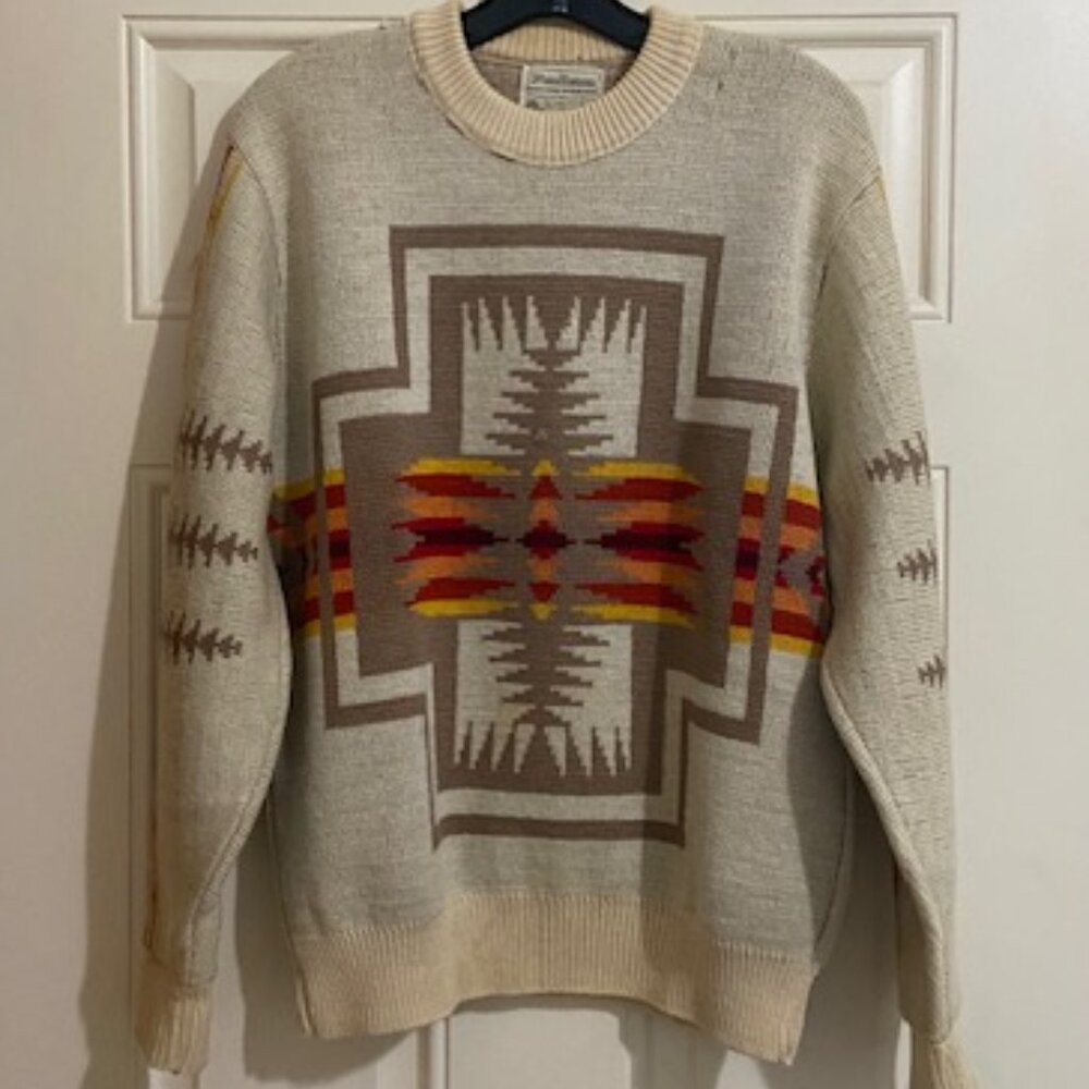 VINTAGE Pendleton Virgin Wool Harding Sweater Chief Joseph Pattern Size L